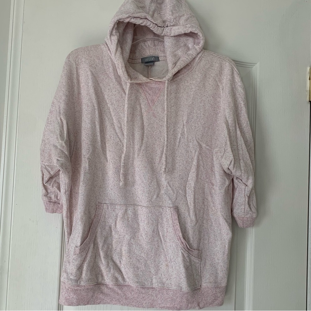 Delias 3/4 sleeve pink heather hoodie